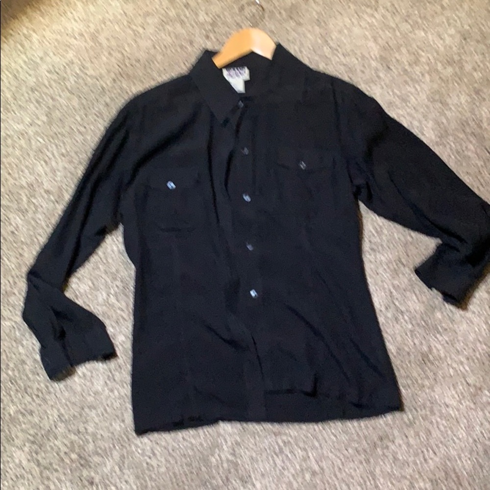 Black long sleeve silk blouse